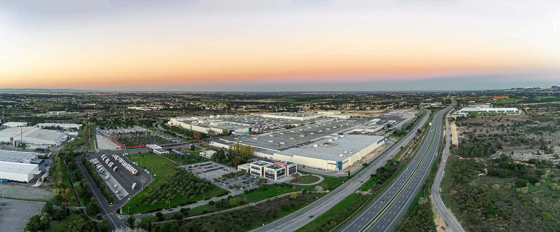 Panrama view of VW Autoeuropa plant, bird's eye view